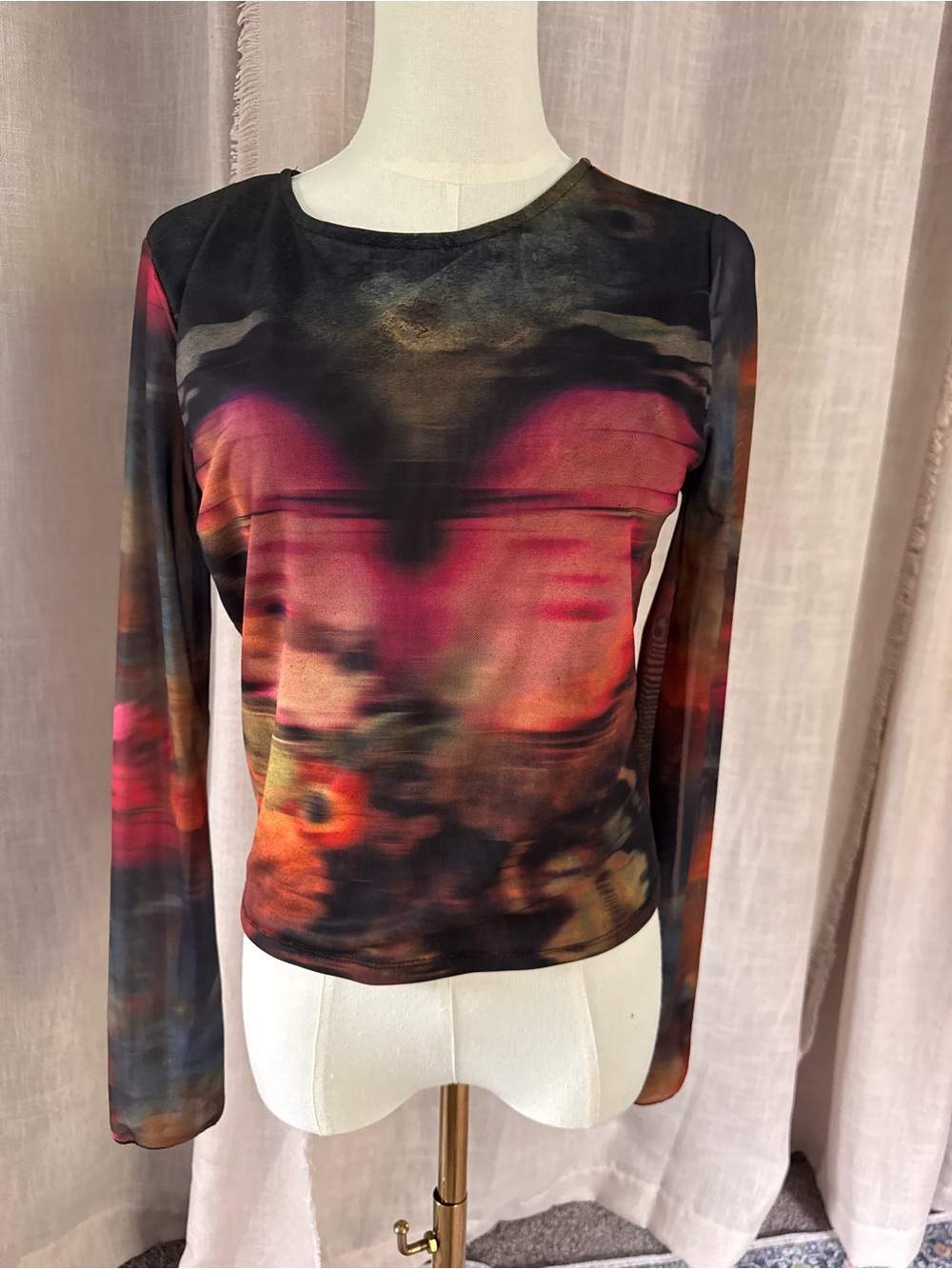 Madden mesh long sleeve multi colored top